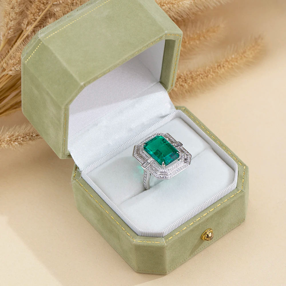 Messi Jewelry Customized MSR-2059 18k White Gold Fashion Lab Grown Emerald Ring
