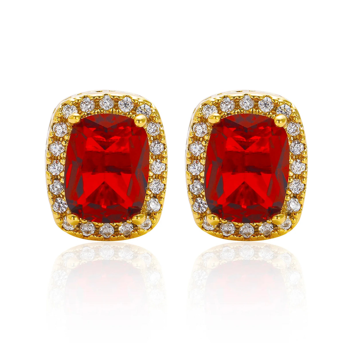 Fashion Trend Full of Gemstone Hip Hop Earrings Colorful Large Zircon Personalized Men's and Women's Earrings Party Ceremony