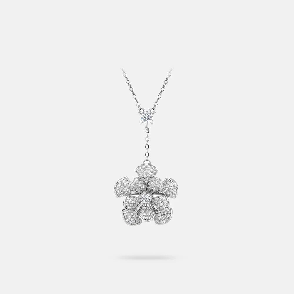 MUSHAN Rhodium Plated S925 Sterling Silver Necklace High End Women Jewelry With Electroplated Gold and High Carbon Diamonds