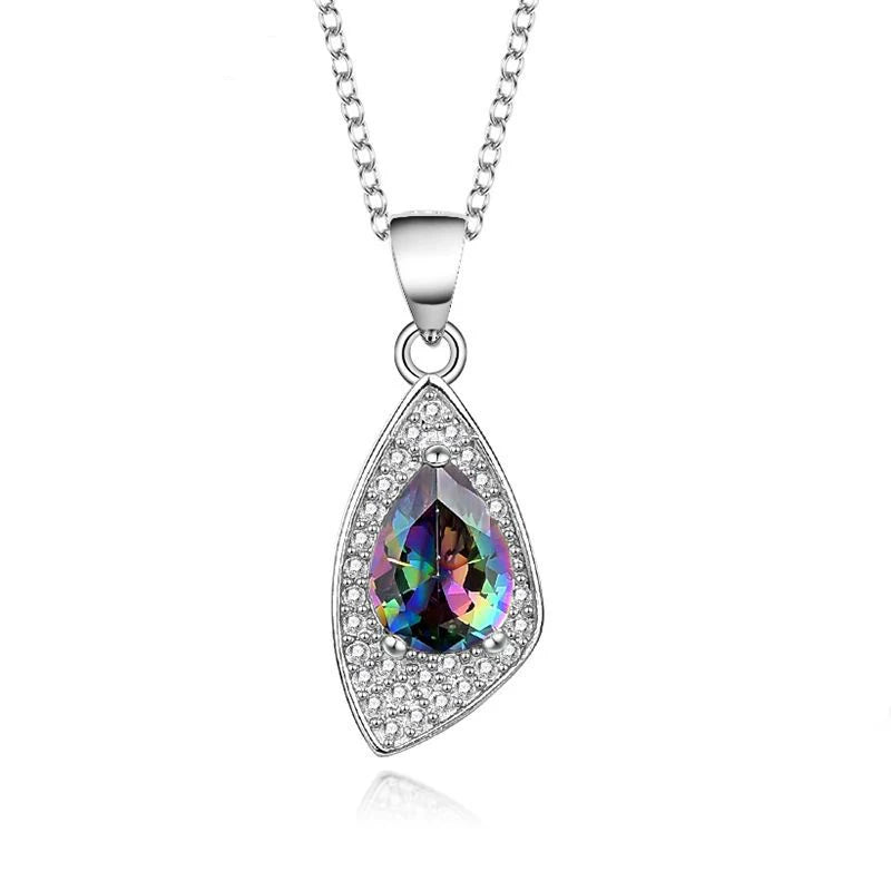 S&S CZ Water Drop 925 Silver Jewellery Set | Trendy Zircon Necklace & Earrings | S&S Collection