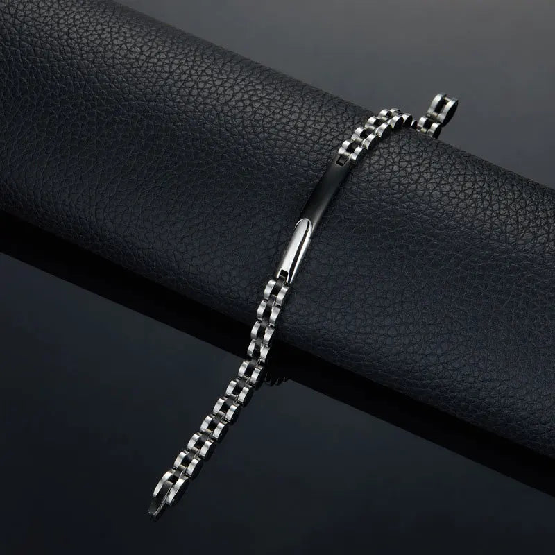 REBEL Anti Tarnished 316L Stainless Steel Fashion Men's Bracelet & Bangle 14K 18K Gold Plated Engravable Bracelet Blanks For Men