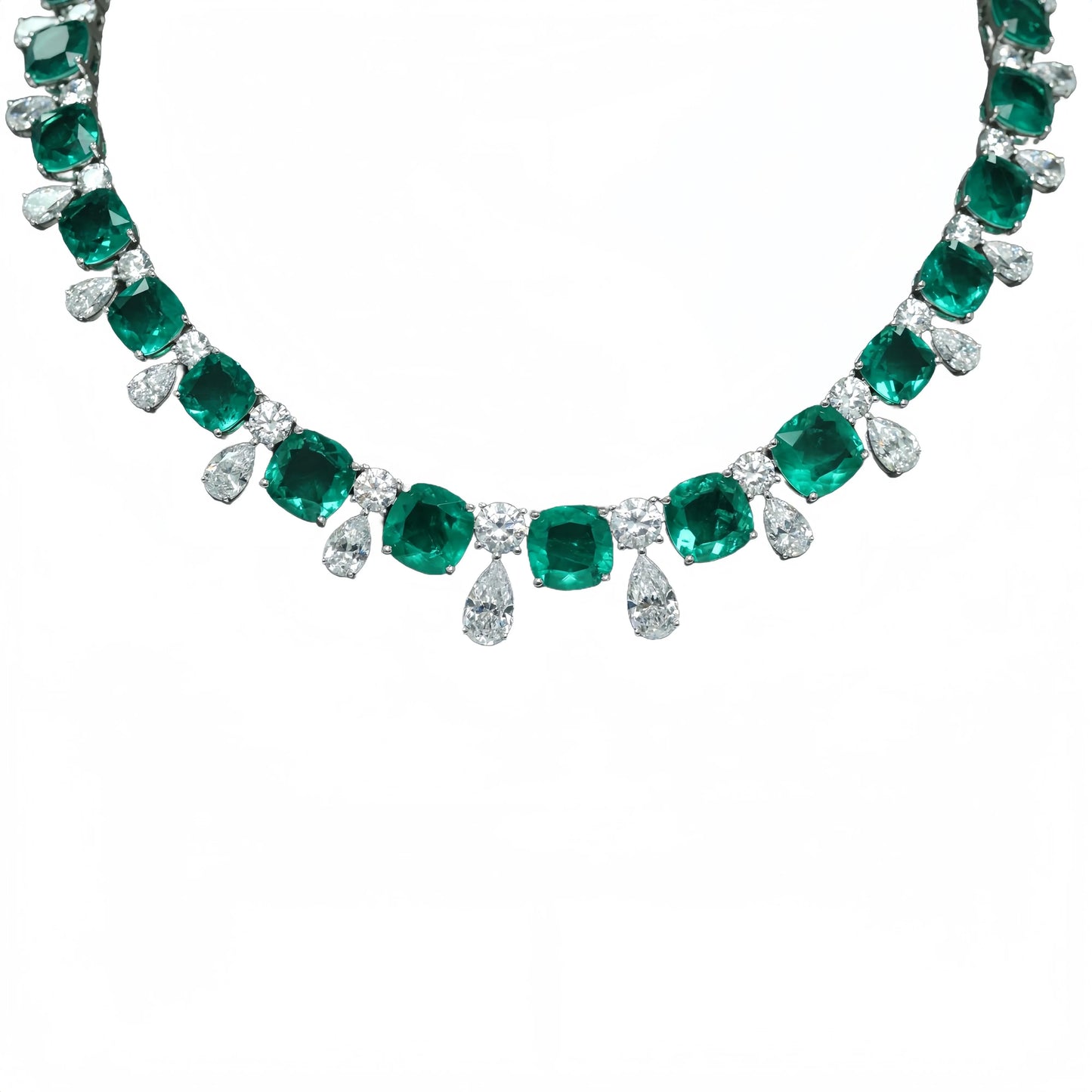 MUSHAN Jewelry Factory Women Wedding Party High Carbon Diamond and Musa Green Stone Jewelry 925 Sterling Silver Necklace Women
