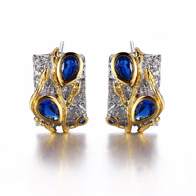 Factory Handmade Blue Spinel 925 Sterling Silver Clip-on Earrings