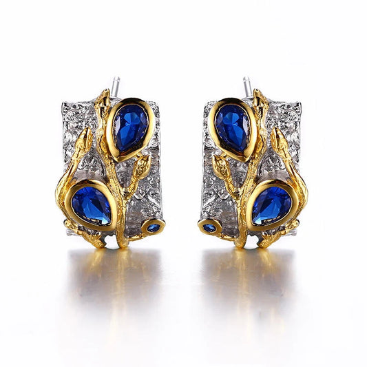 Factory Handmade Blue Spinel 925 Sterling Silver Clip-on Earrings