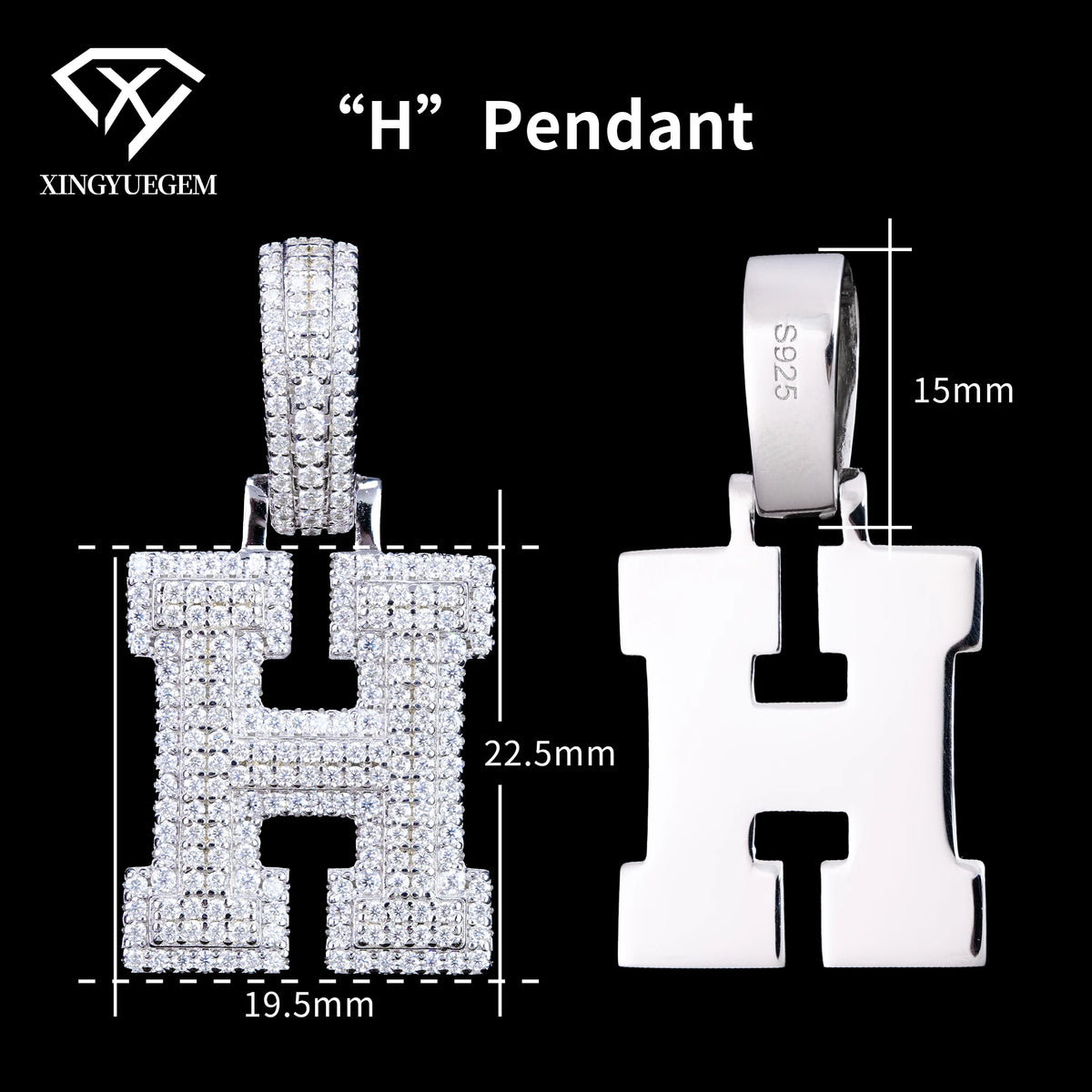 ArtistA Custom Hip Hop Fine Jewelry 925 Sterling Silver White Gold Plated GRA Certified Brilliant Cut Moissanite Pendant