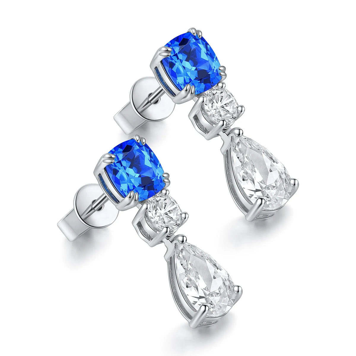 Gemfiori Anster High Quality S925 Lab Grown Cobalt Spinel Earring Stud Dainty Gemstone Stud Earrings for Women Daily Wear Gift