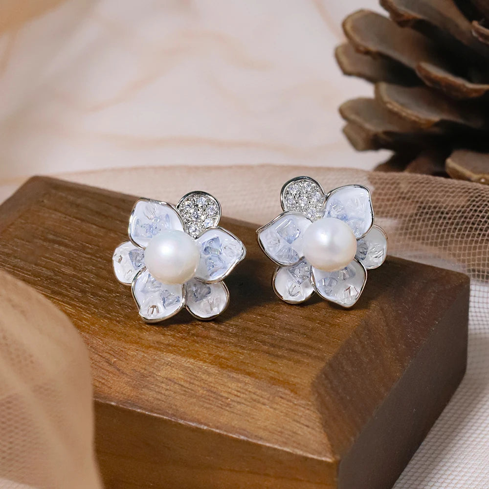 High-quality, Round, Pearl Puddles Earrings Large Natural Pearl Earrings with a Touch of Luxury and Sophistication for Women.