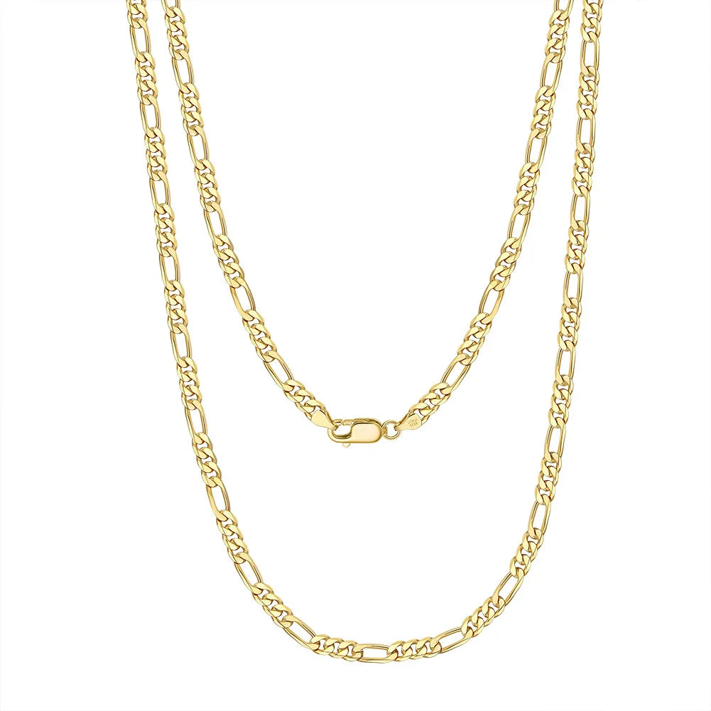 BiG-BOSS Mother-Child Figaro Chain S925 Sterling Silver Electroplated Unisex Necklace Pendant Hot-Selling Factory Direct
