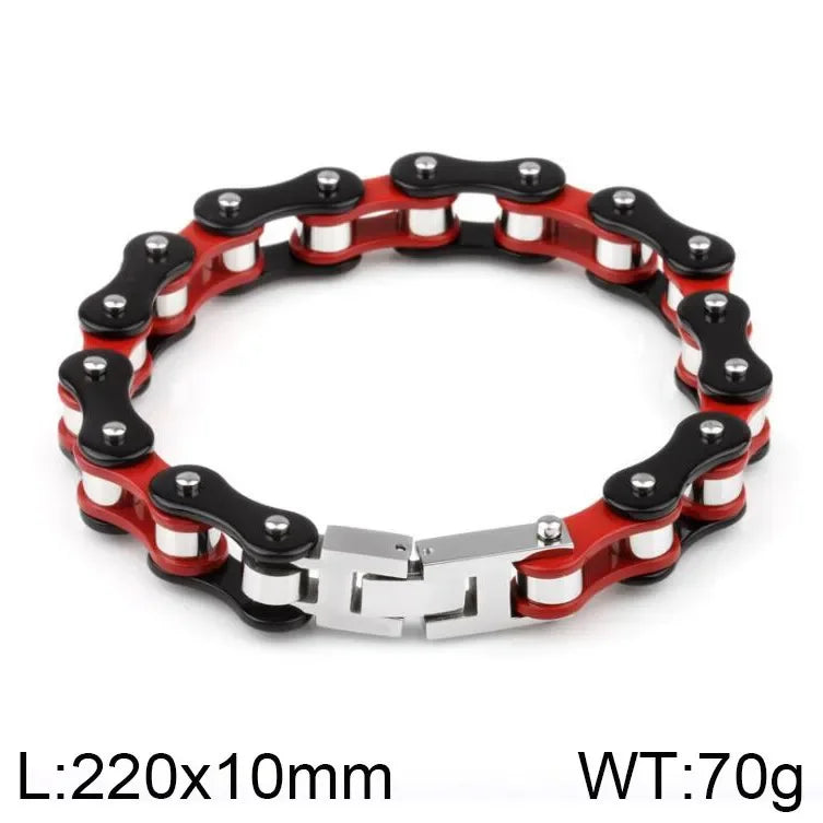REBEL GOLDIX Men's Stainless Steel Biker Chain Bracelet Hip Hop Bicycle Bracelet Punk Rock Style Butterfly Shape Fashion Buddhism