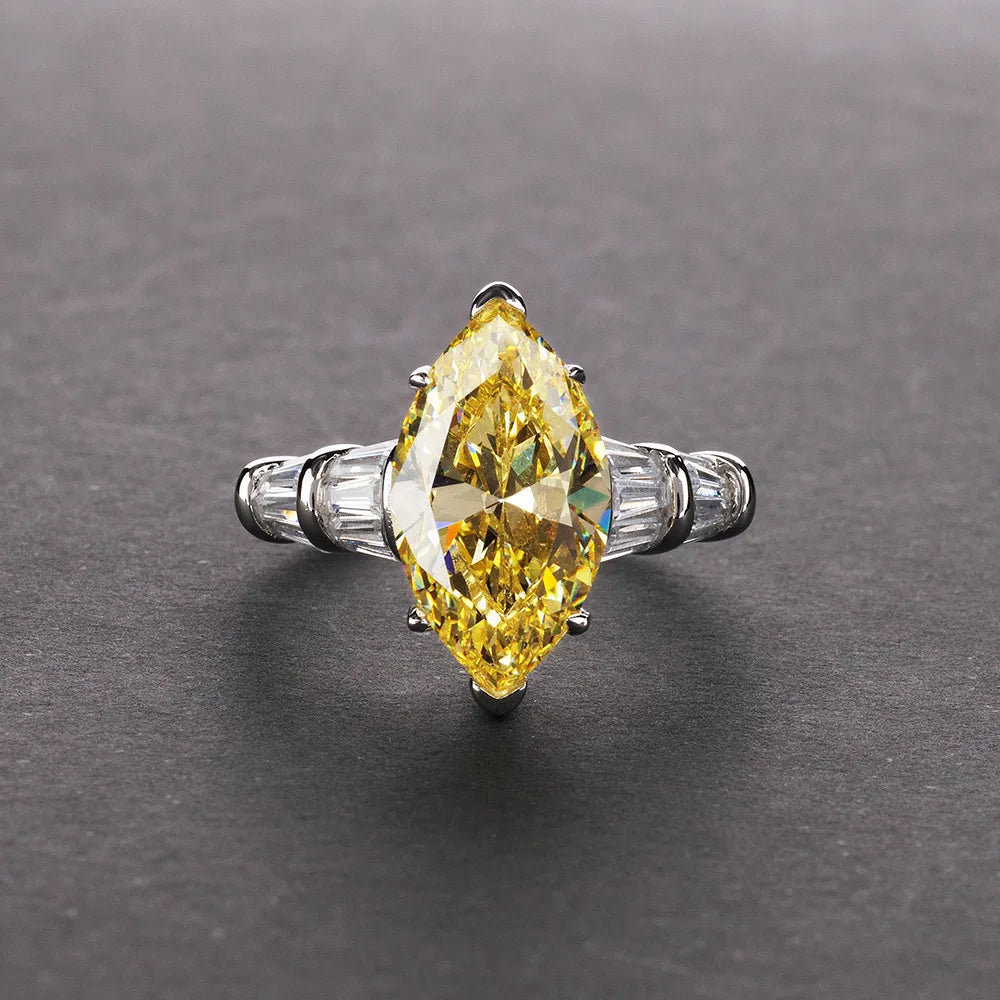 MuShan Jewelry Factory S925 Silver High Carbon Diamond Ring European and American Wish Simple 3 Carat Eye 8*14 Women Ring