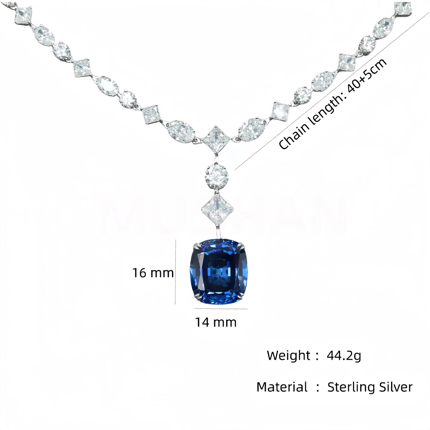 MUSHAN Jewelry Factory Luxury Designs Wedding 925 Silver Platinum Plated Fine Jewelry High Carbon Diamond Pendant Necklaces