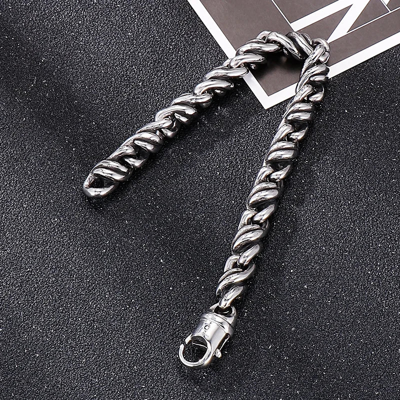 KALEN Vintage Stainless Steel Fashion Jewelry Bracelets Twisted Strand Links Bracelet for Men