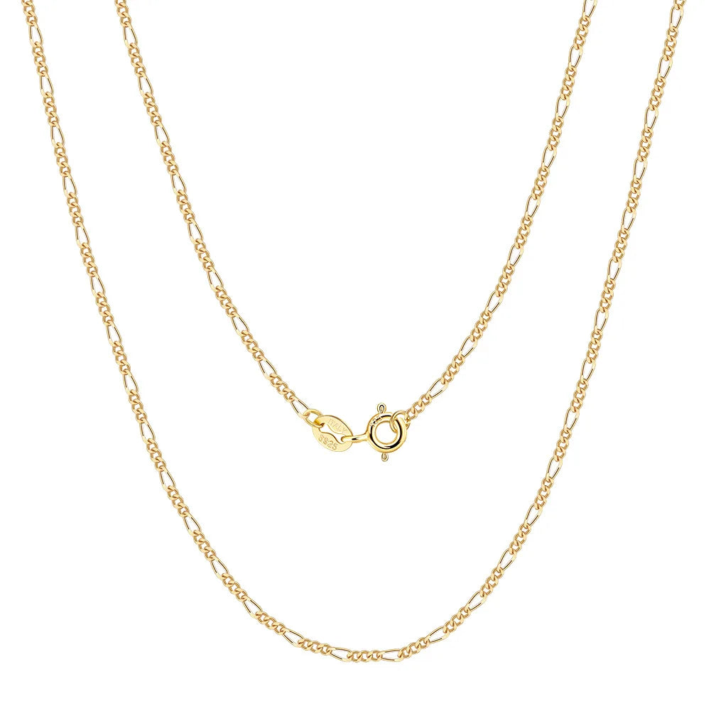 BiG-BOSS Mother-Child Figaro Chain S925 Sterling Silver Electroplated Unisex Necklace Pendant Hot-Selling Factory Direct