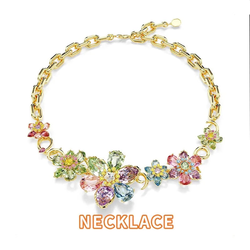 XOTICA Austria Multicolored Series High-Quality Flower-Shaped Crystal Jewelry Set, Jewelry