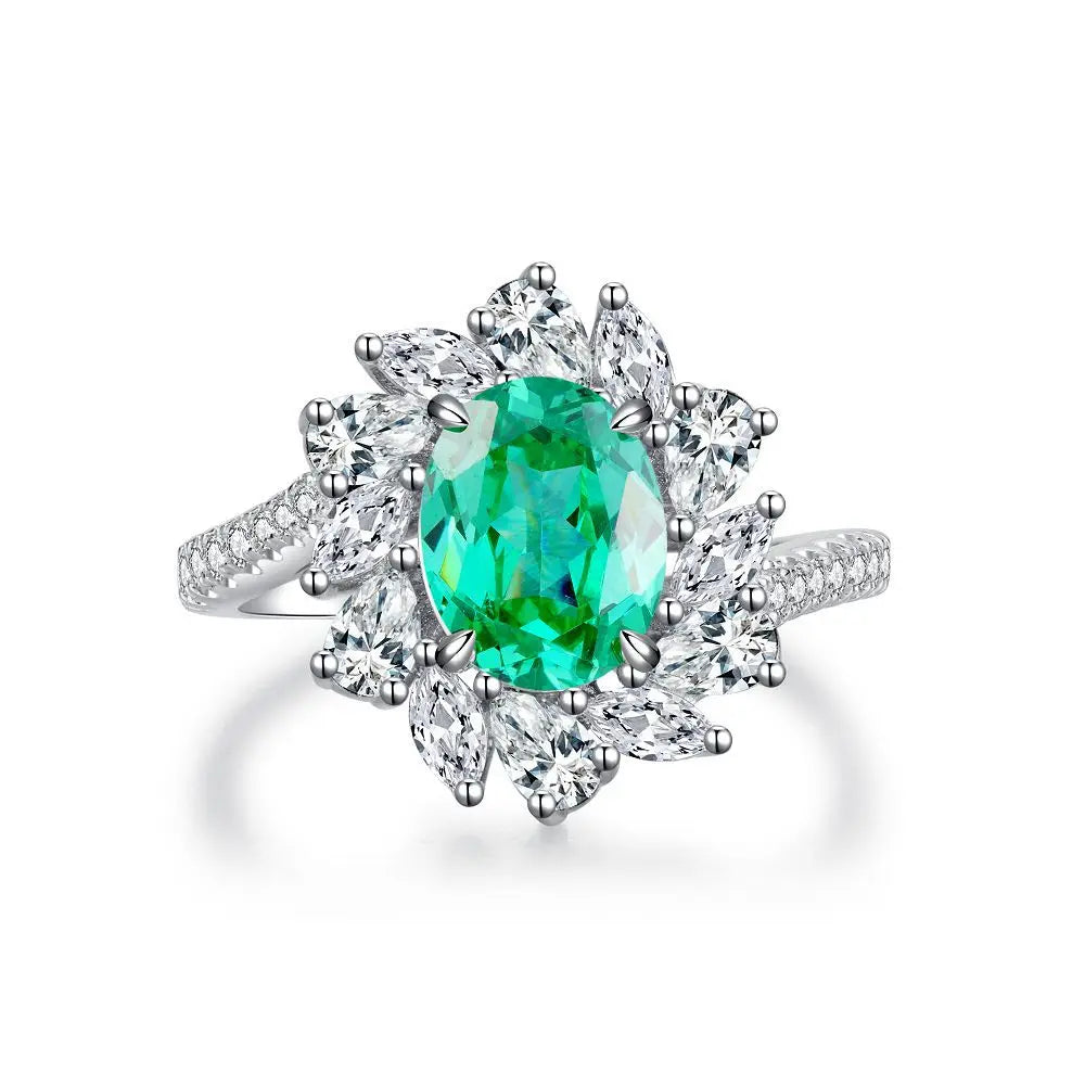 Wholesale 925 Sterling Silver Emerald 5A 8A Zirconia Ring Women Engagement Wedding Rings Custom Jewelry Manufacturing Supplies