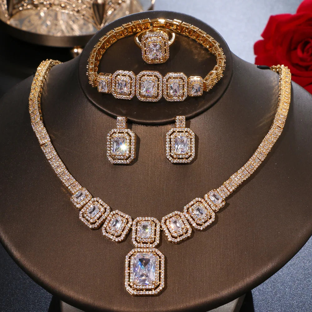High Quality Necklace Jewelry Set Gold Rhodium Plated Ladies Fashion Italian Jewelry Luxury Dubai Costume Jewelry Sets