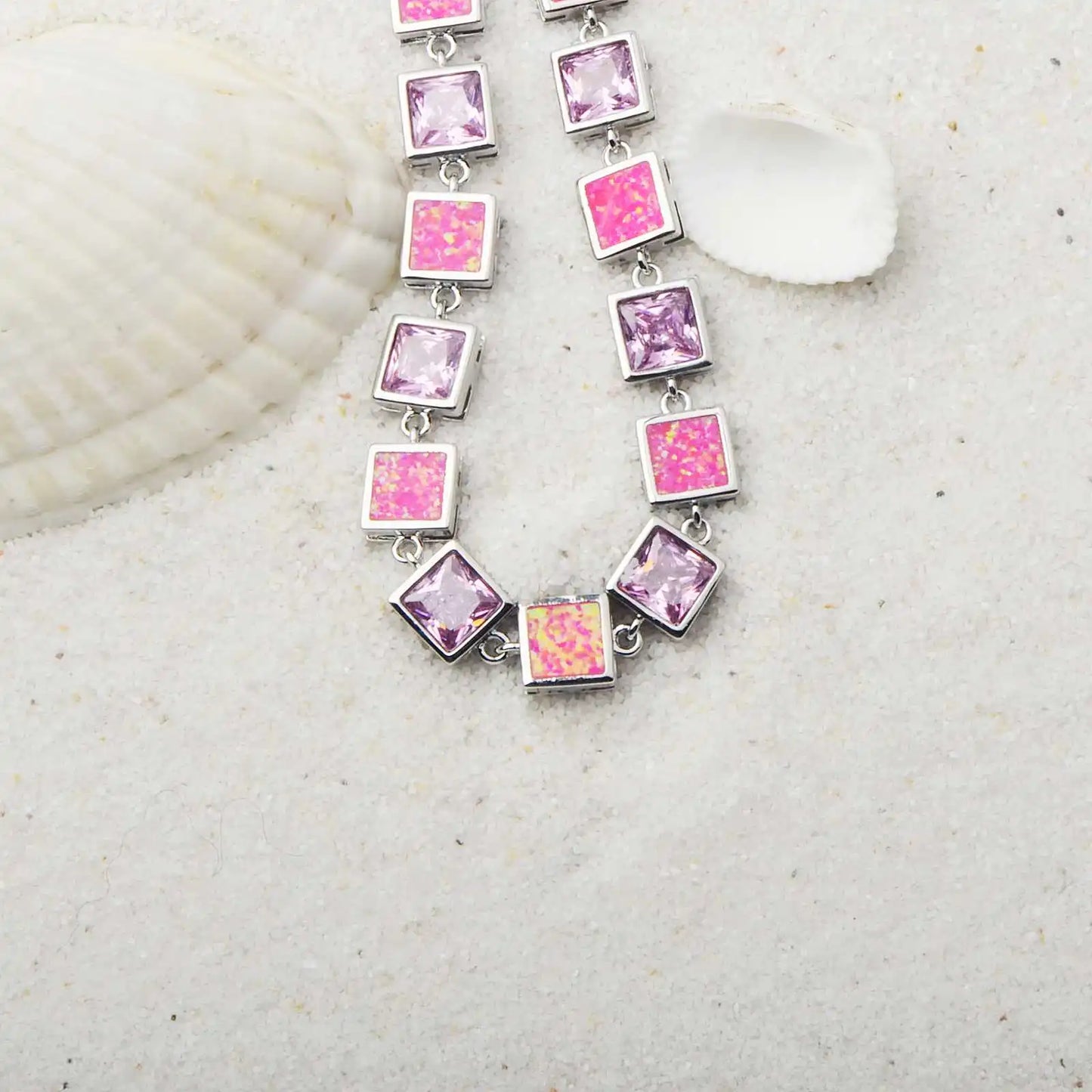 New Women's Xia Wei Square Bracelet Opal Trendy Brass Gold-color Plated Jewelry Inlaid Opal Gemstone Fashion