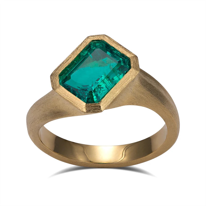 Customized Jewelry MSR-1217 925 Silver 8*10mm Lab Grow Emerald Ring