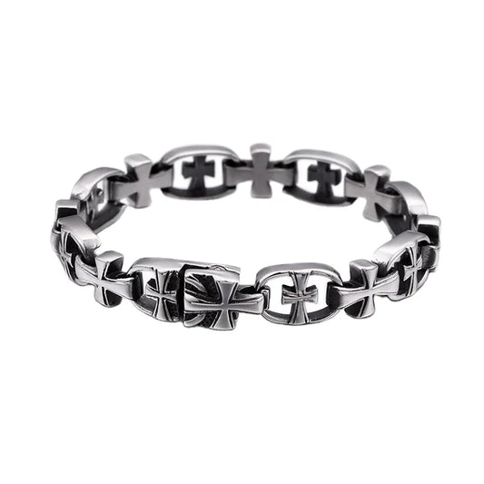 KALEN Classic 21cm Stainless Steel Cross Charm Bracelets for Men