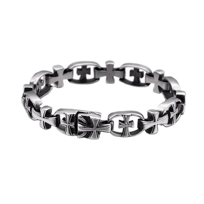KALEN Classic 21cm Stainless Steel Cross Charm Bracelets for Men