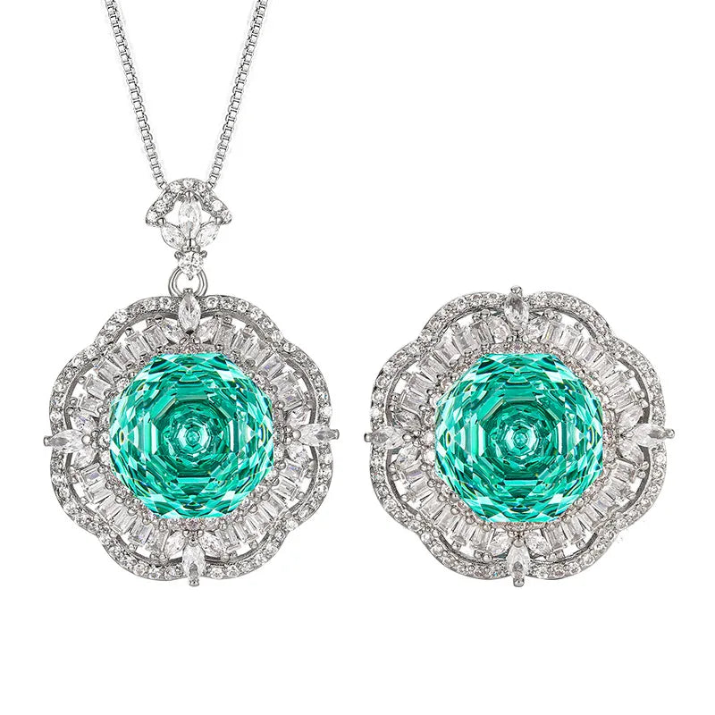 Gemfiori 2025 New Jewelry Brass Gold Plated Color Rose Zircon Fashion Style Set Women's Festival Gift