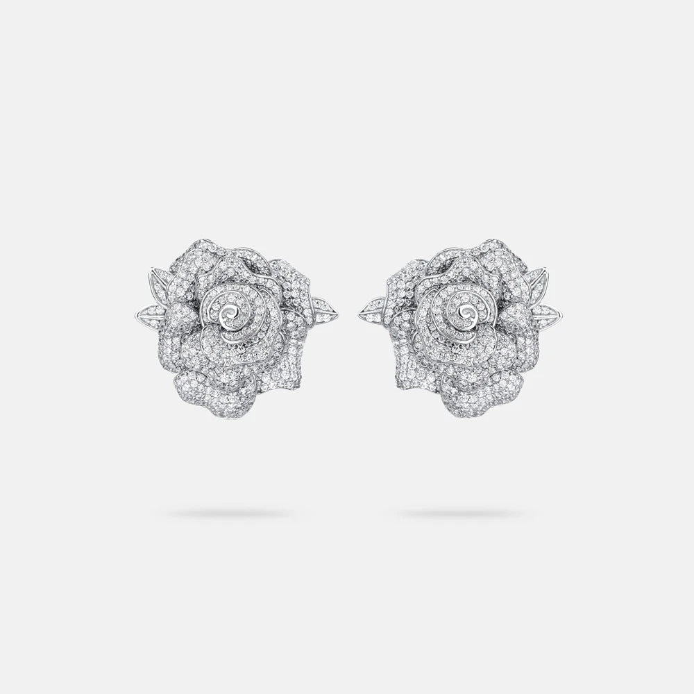 MUSHAN Jewelry Factory S925 Sterling Silver Rose Stud Earrings Electroplated Gold High Carbon Diamond Light Luxury Accessories