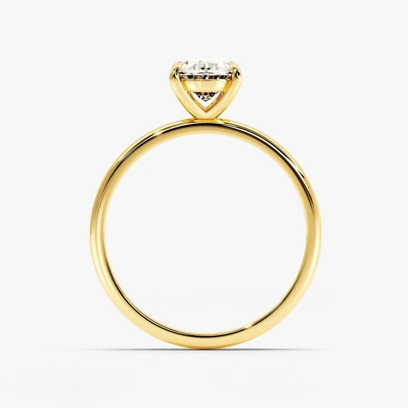 Minimalist S925 Sterling Silver Gold Plated Anti Tarnished Women's Fine Jewelry Oval Cut 0.5CT VVS GRA Colorful Moissanite Rings
