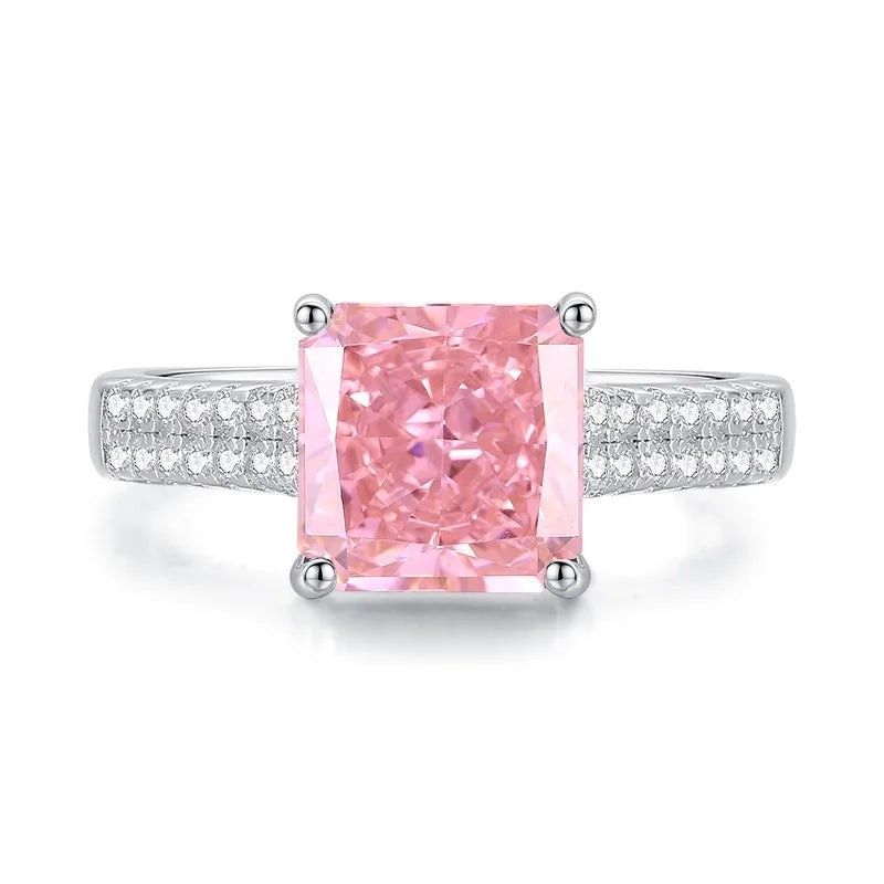 Wholesale Waterproof 5A 8A Pink Cubic Zirconia Rings 925 Sterling Silver OEM ODM Custom Factory Direct Ring Jewelry Manufacturer
