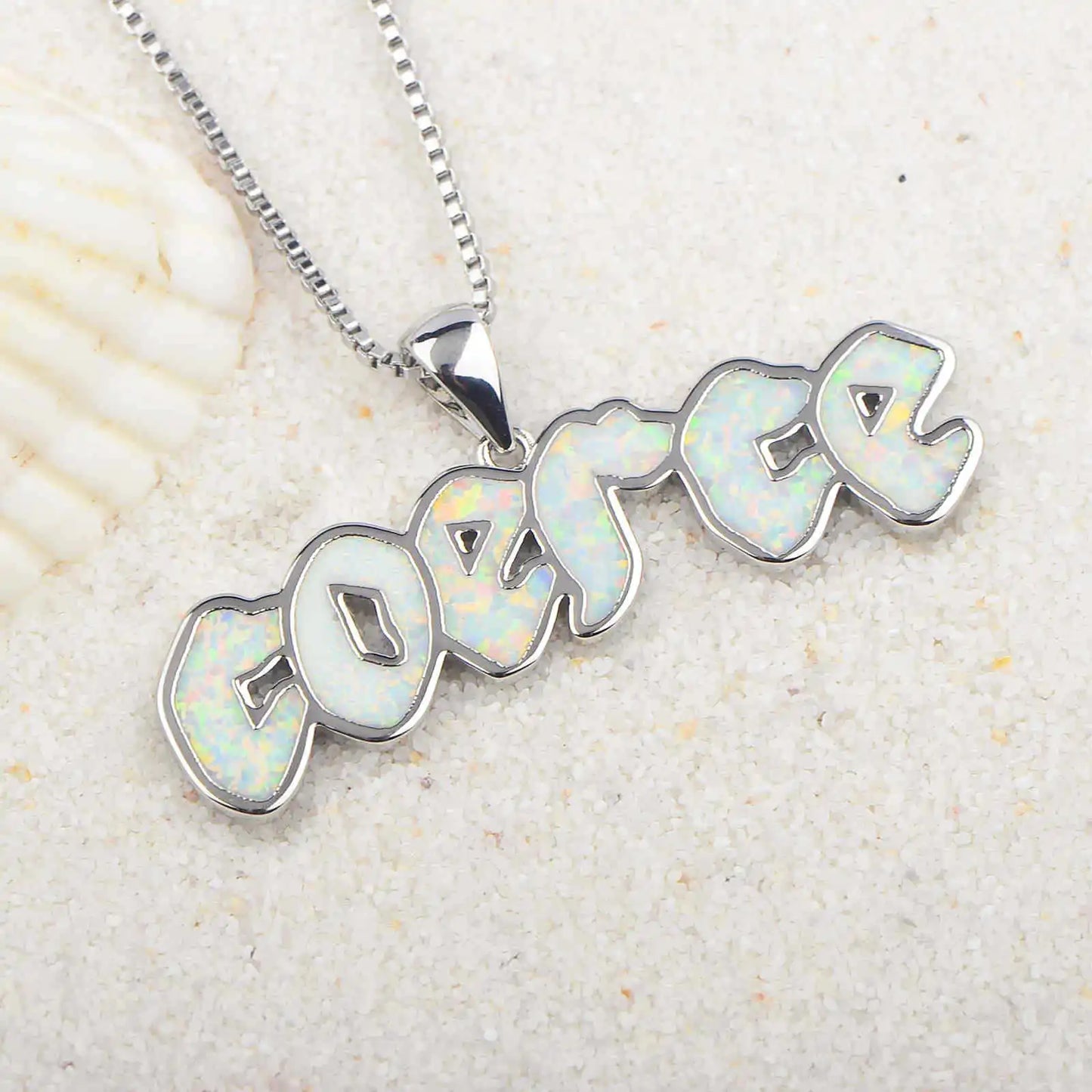 TikTok Ins Viral Custom Letter Necklace | Trendy Copper Silver Plated Dainty White Opal Pendant Link Chain for Women Wholesale