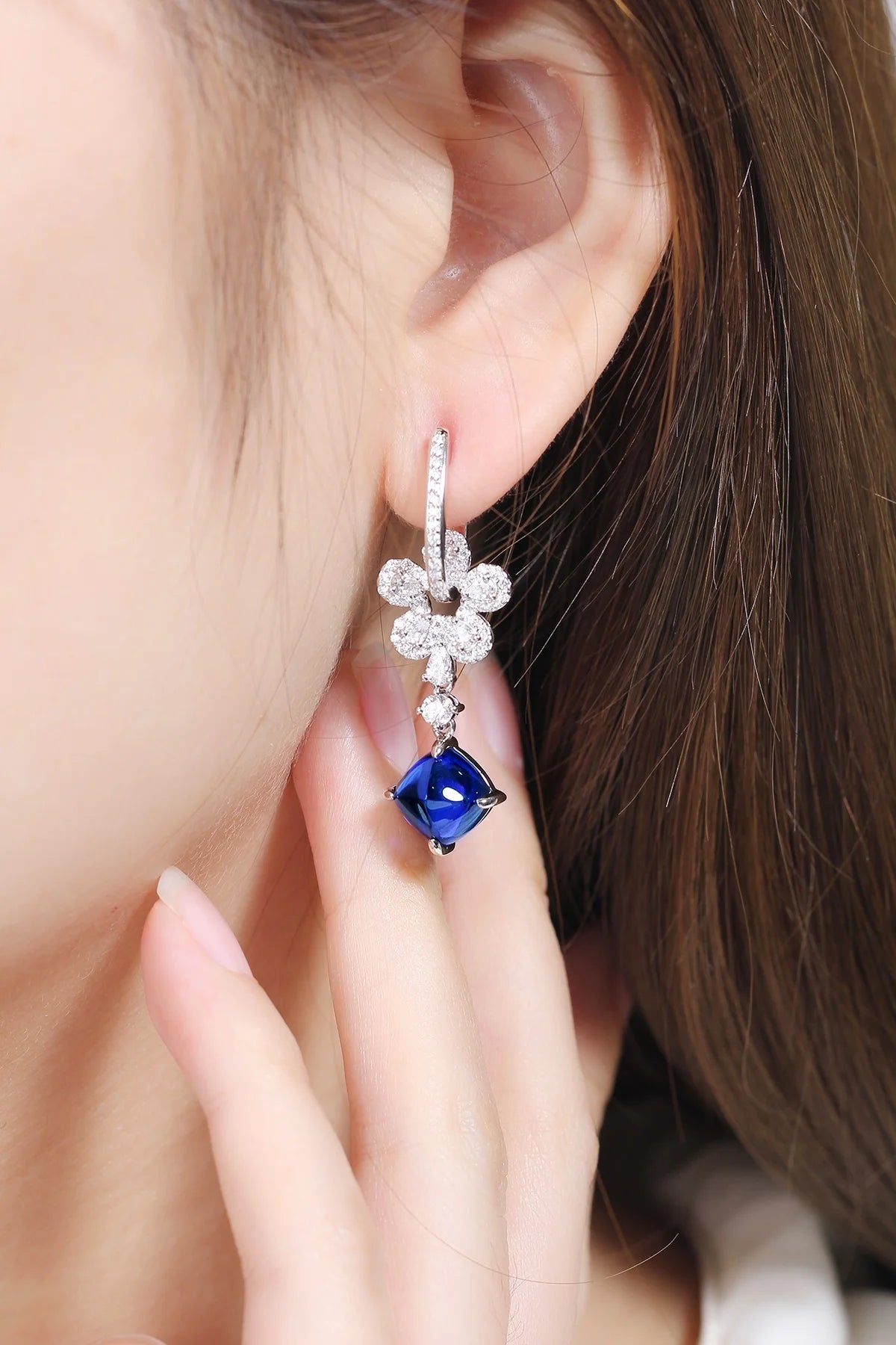 Gemfiori Anster High Quality S925 Lab Grown Sapphire Earring Stud Dainty Gemstone Stud Earrings for Women Daily Wear Gift