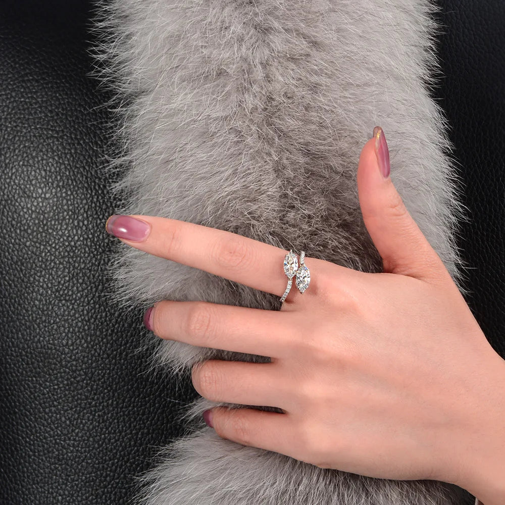 MuShan Jewelry Factory 2026 New Model S925 Silver 5*10 Marquise Opening Simple 0.75 Carat Ring