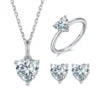 ArtistA Modern Minimalist Style 925 Silver Moissanite Necklace Ring Earrings Solitaire Jewelry Set for Fashionable Everyday Workwear