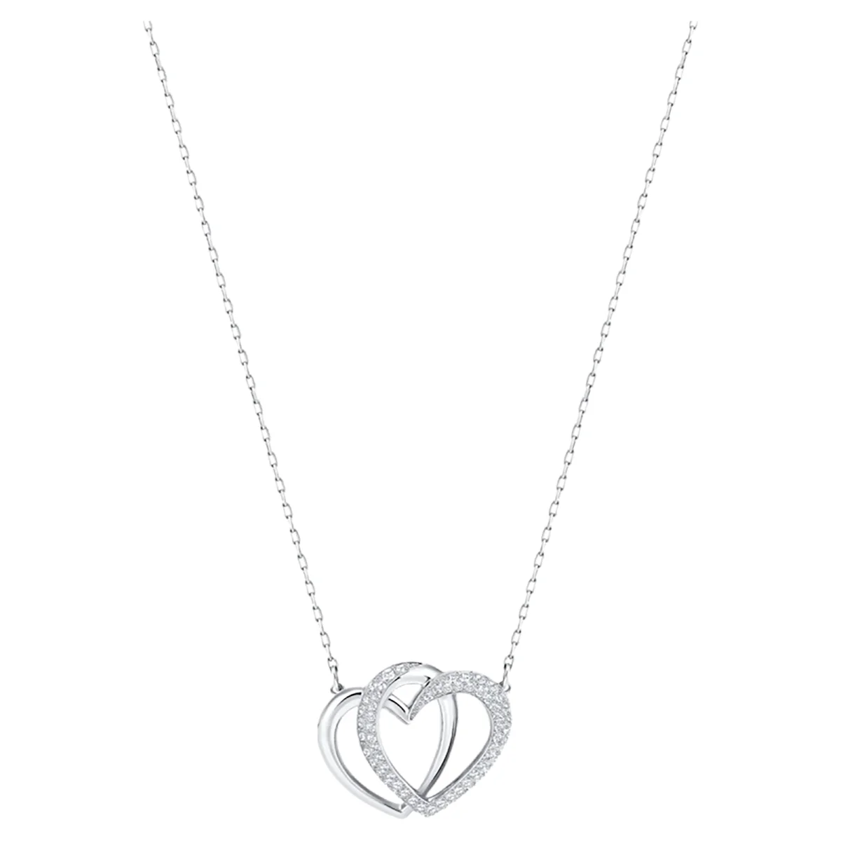 S&S Dainty Love Heart Pendant Necklace, Cubic Zirconia Key Interlocking Necklace Romantic Gift for Her