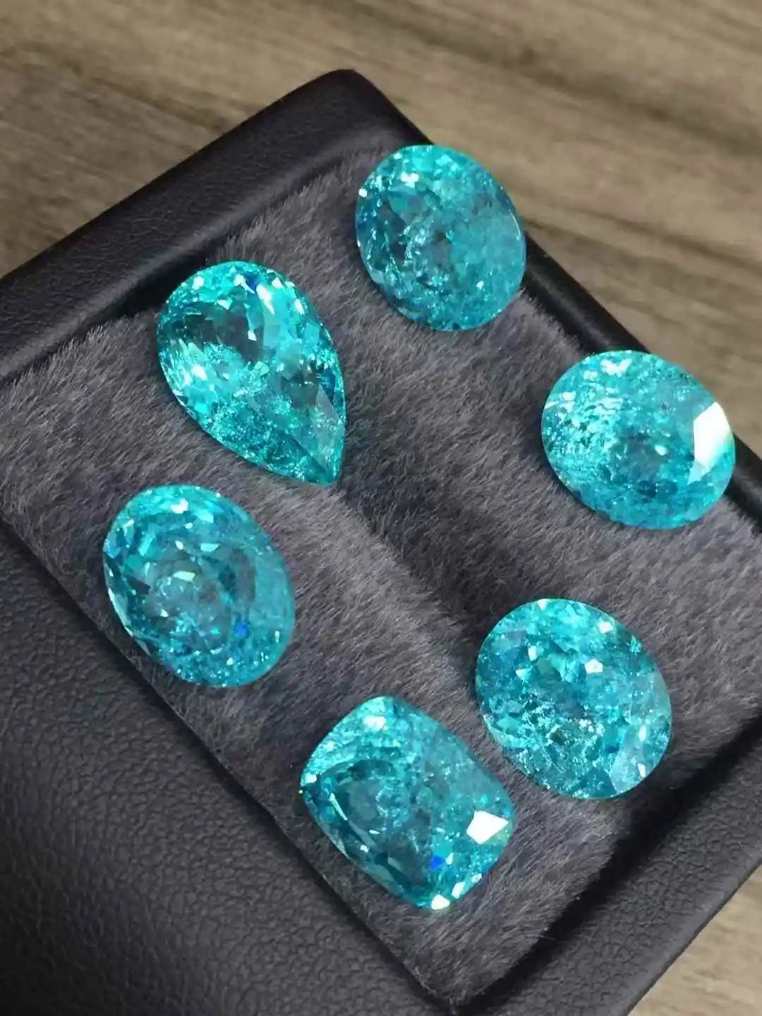 REDheart High Quality Handmade Jewelry Making Rings Lab Grown Paraiba Tourmaline Ice Crack Oval Blue Diamonds Loose Gemstones