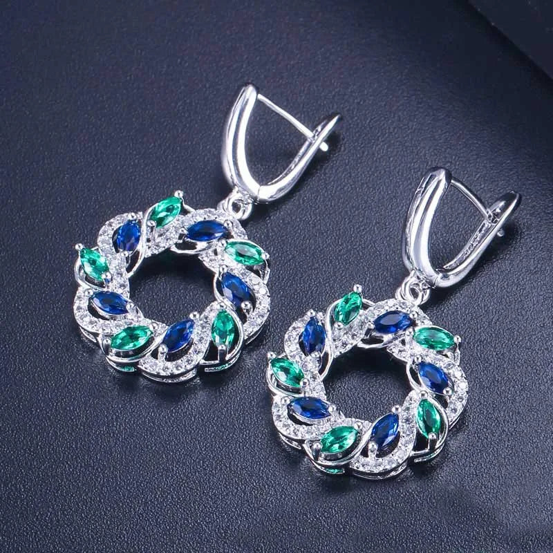 Gemfiori 2022 New Trendy Bridal 925 Silver Drop Earrings Zirconia Dangle Jewelry for Women's Wedding Giftable and Stylish