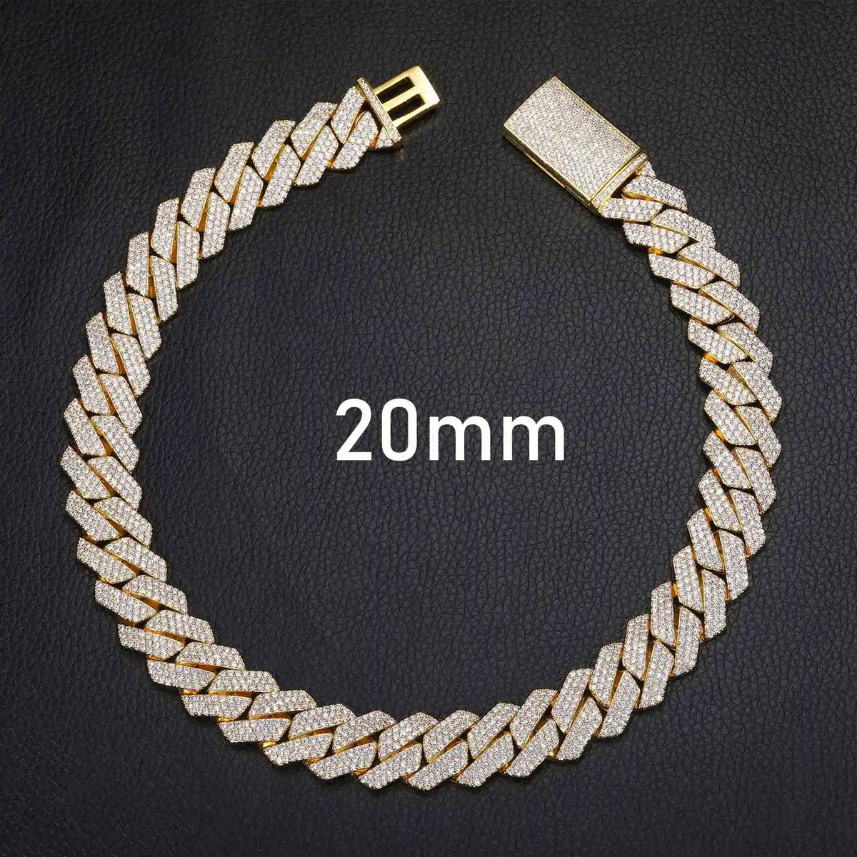 Wholesale Hip Hop Jewelry Fashion 8mm-22mm Gold Plated Brass Prong CZ Diamond Iced Out Cuban Link Chain Necklace for Men Women