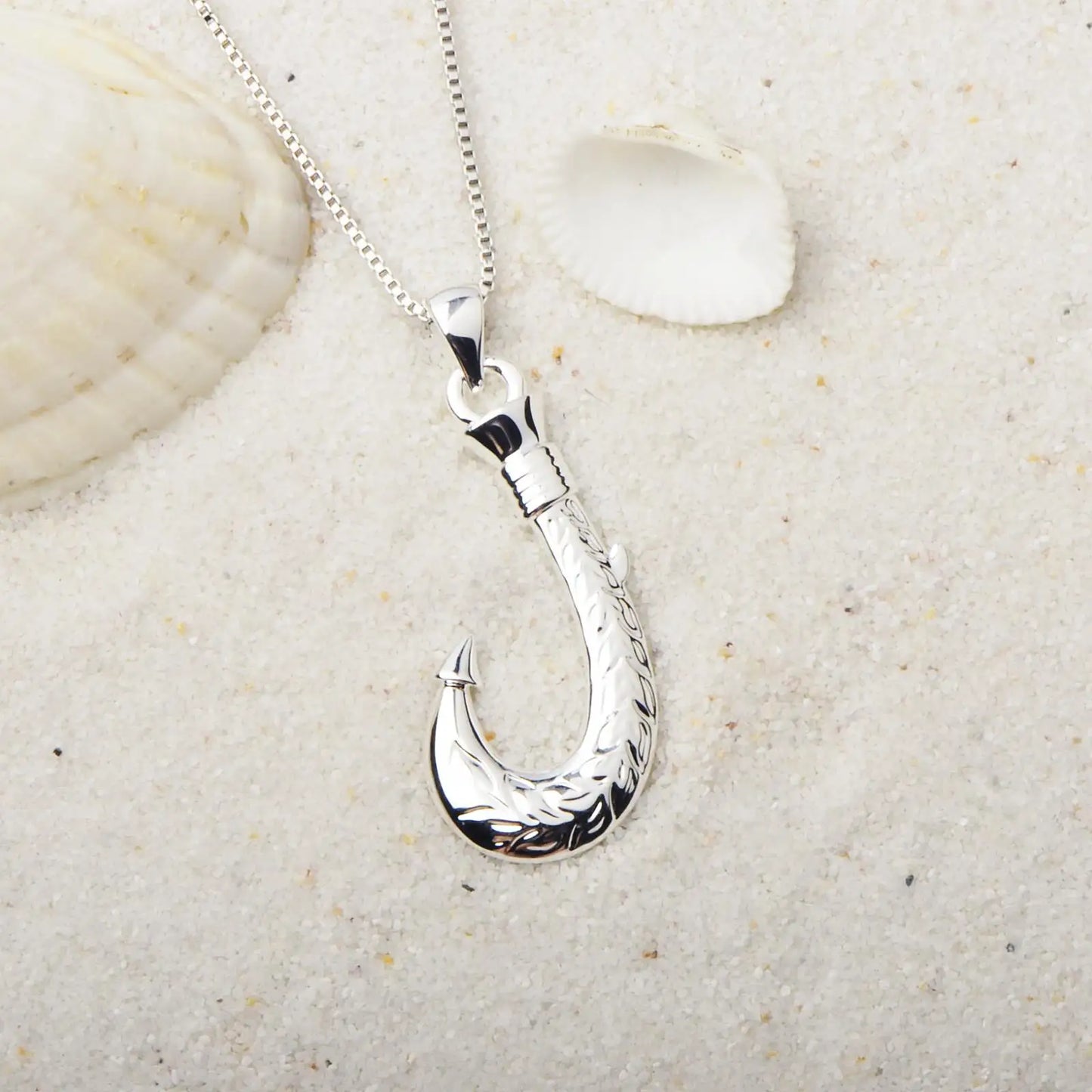 Hawaiian Ocean Opal Copper Necklace for Women-Trendy Dainty Fishhook Pendant Sweater Chain