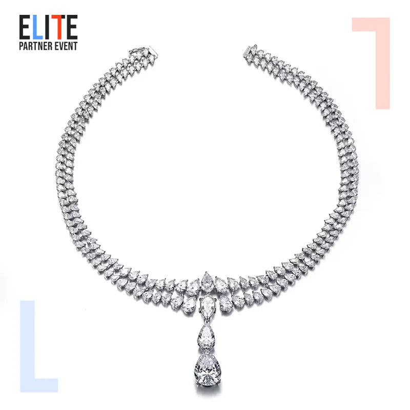 Gemfiori Messi Customization 18K White Gold CVD HPHT Pear Lab Grown Diamond Jewelry Earring Necklace Bracelet Ring Set