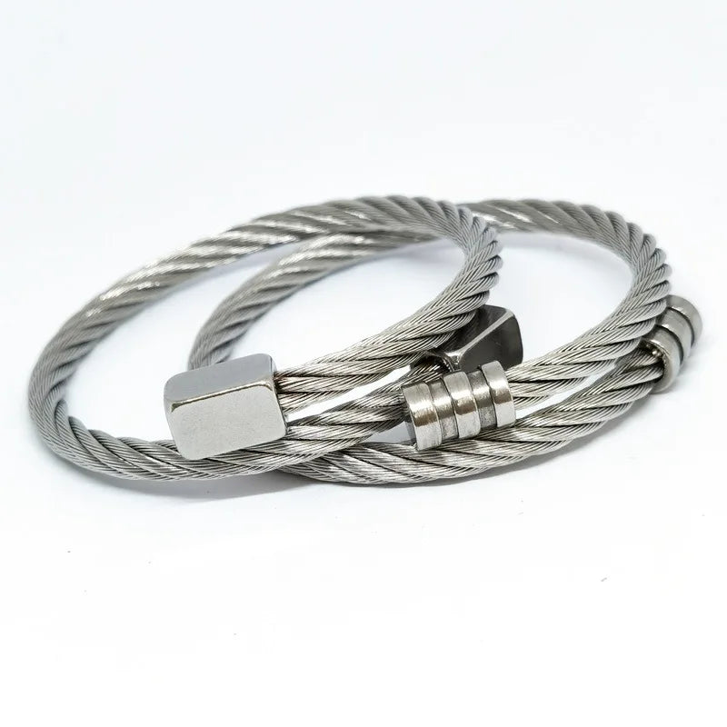 REBEL S&S REBEL Men's Stainless Steel Punk Style for Bracelet Silver Gold Rose Gold Black-Square Head Braided Design Fashionable