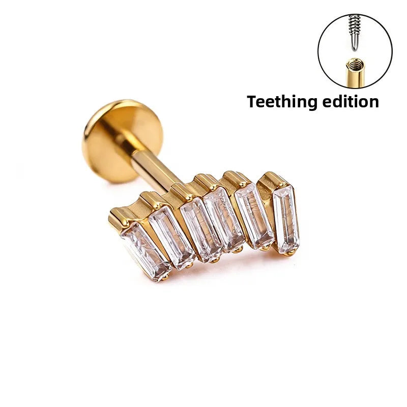 S&S ASTM F136 Titanium Zircon Helix Cartilage Stud | Gold | 31 Designs