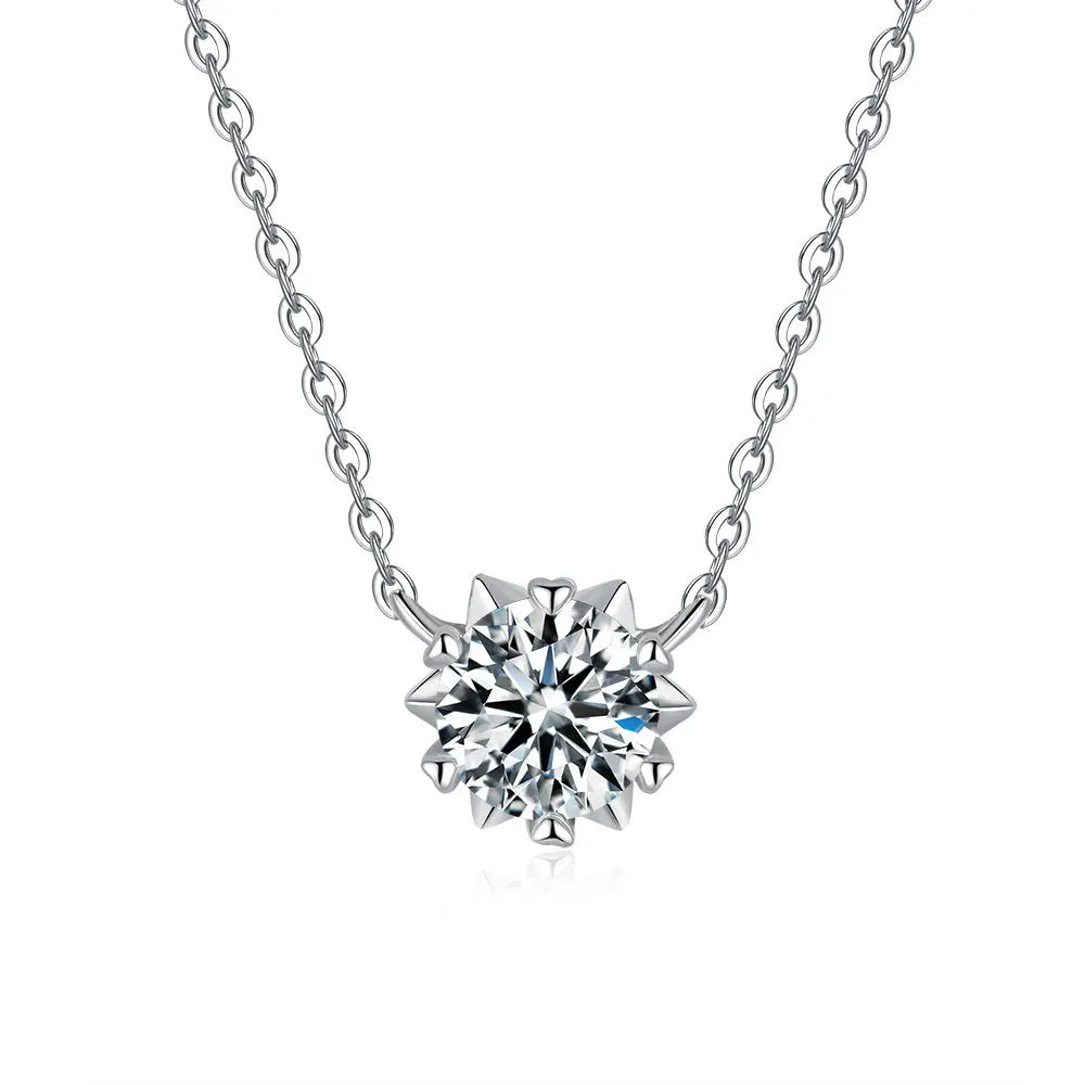 ArtistA Fine Jewelry Sets Zircon Platinum 925 Sterling Silver Heart Snowflakes Real VVS Moissanite Ring Earring Necklace Set for Women