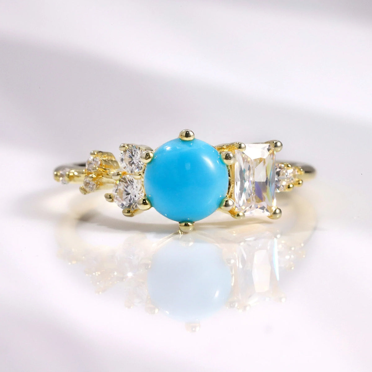 ArtistA OL1004 Abiding Unique Design Fancy Cut Multi-Shaped Colored Gemstones Natural Moonstone 925 Sterling Silver Cluster Ring