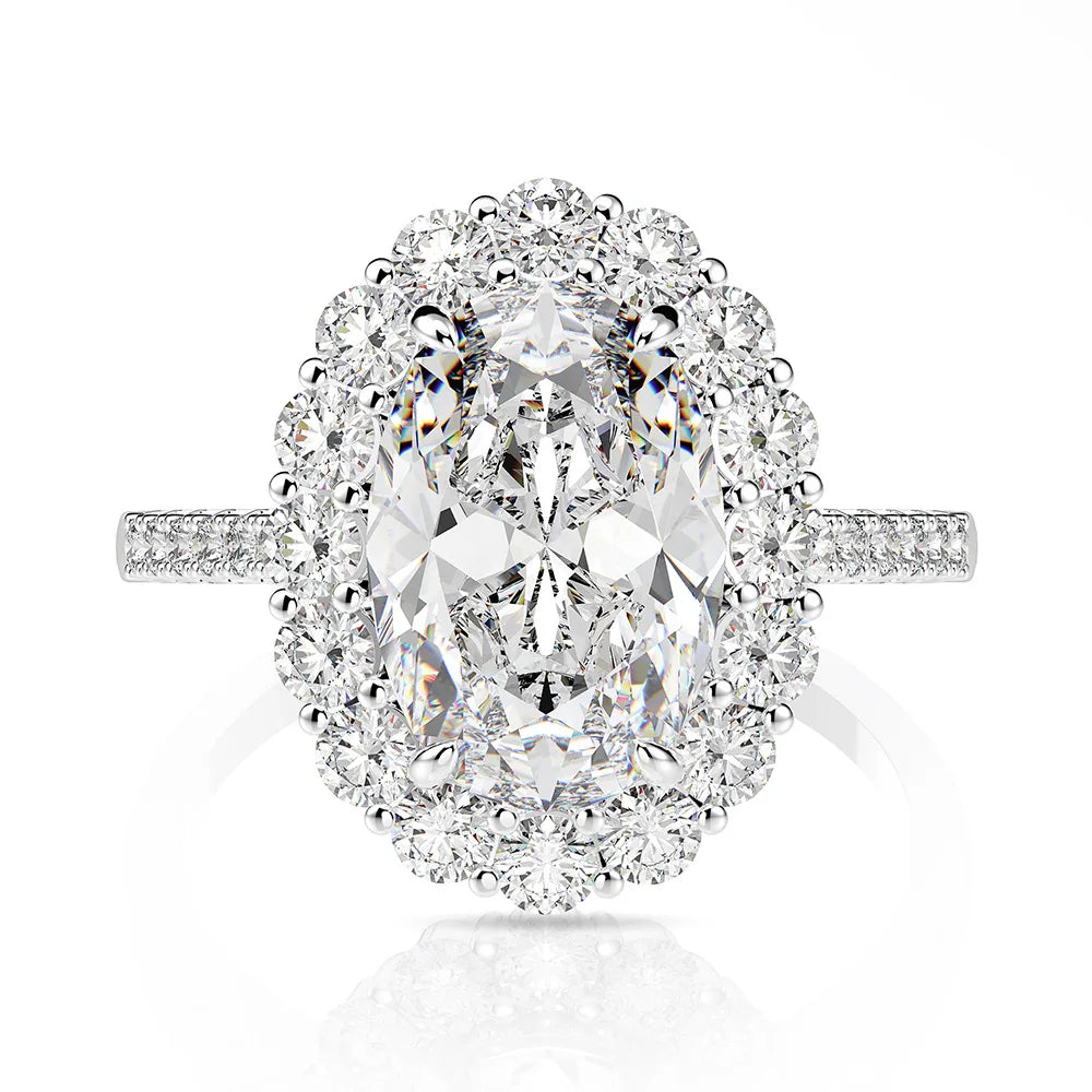 MuShan Jewelry Factory Luxurious White S925 Silver 3 Carat 8*12 High Carbon Diamond Ring From Europe and America