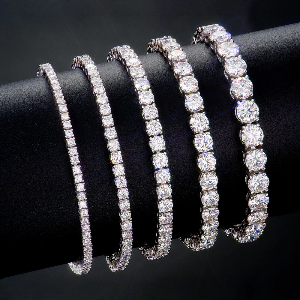 ArtistA Hip Hop Solid 925 Sterling Silver Moissanite Jewelry Tennis Chain Link Bracelet in Stock
