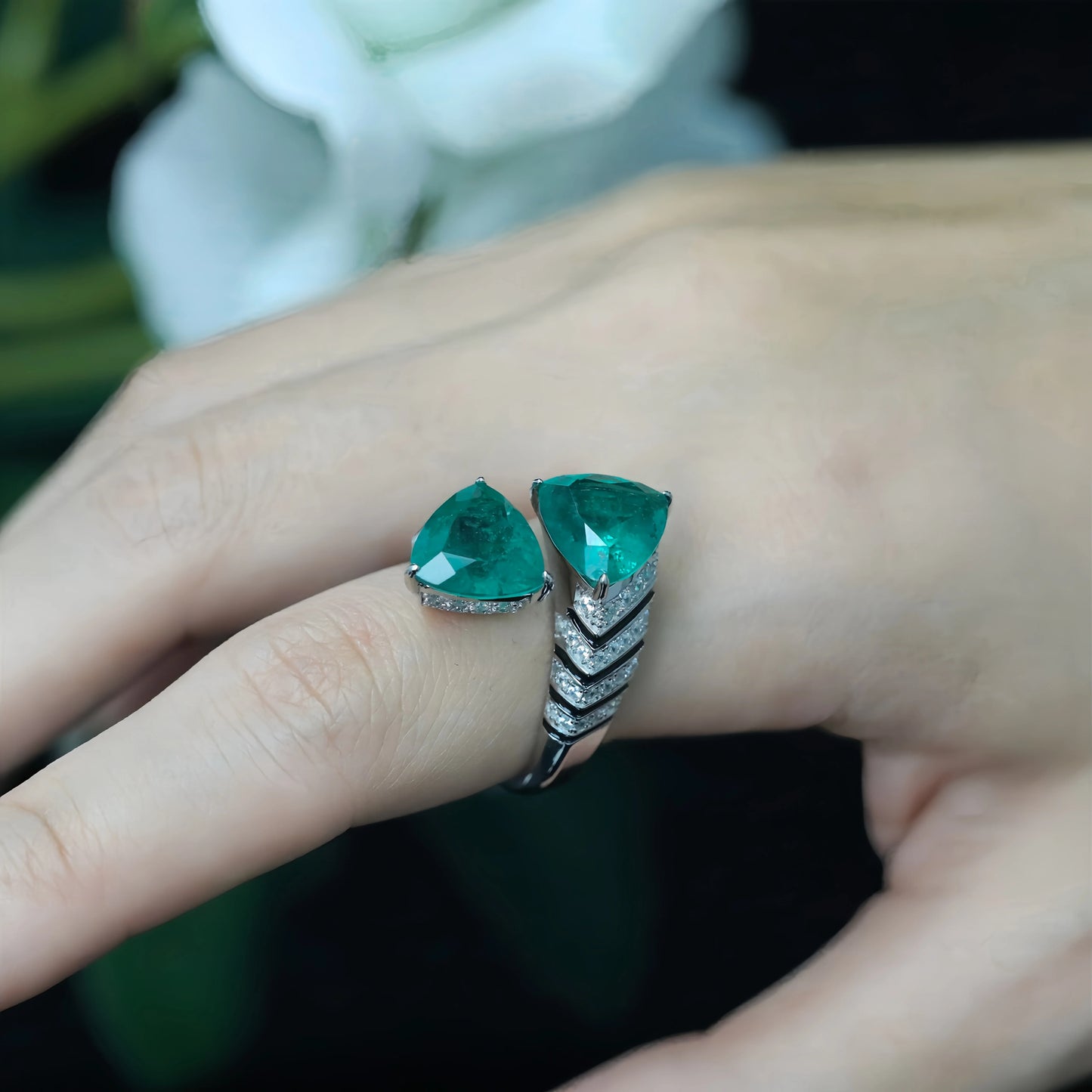 MUSHAN Jewelry Factory's Luxury Designer 925 Sterling Silver Ring High Carbon Diamond Adjustable for Women-for Wedding Party