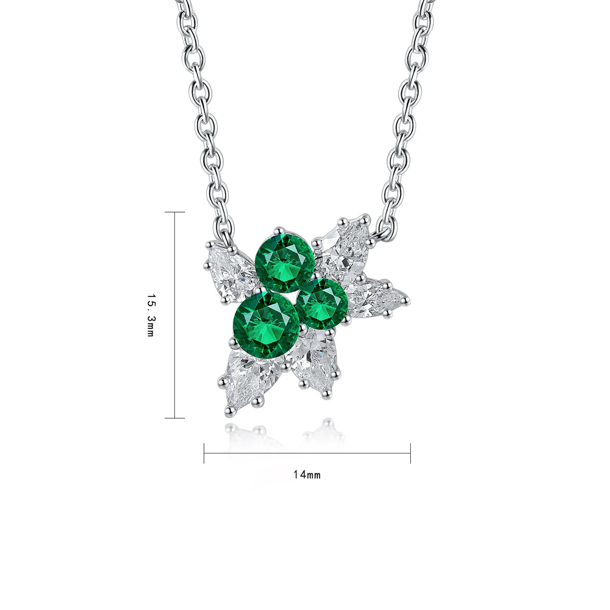 Gemfiori Anster 925 Sterling Silver High-quality Cultivated Emerald Necklace - Suitable for Parties or As a Gift