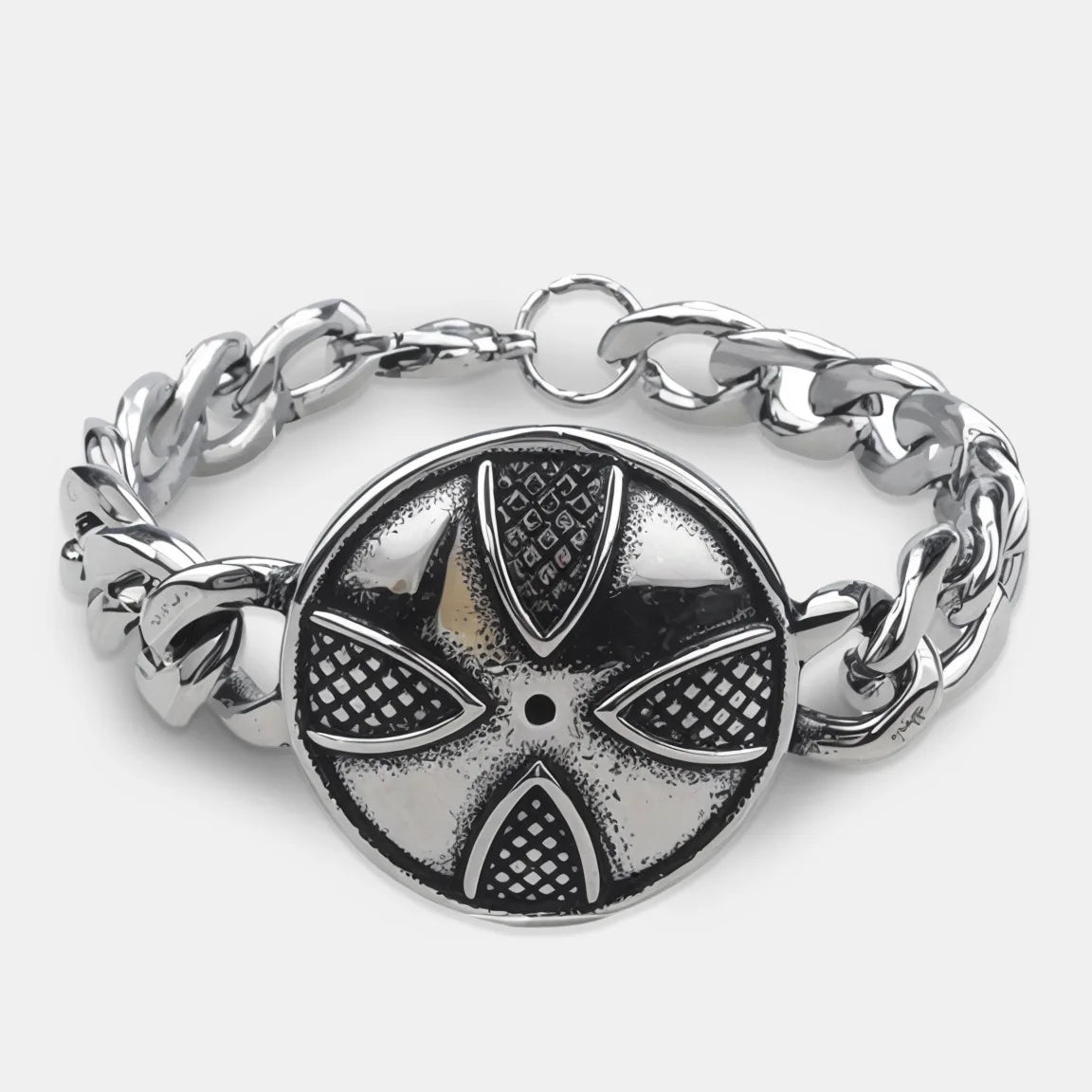 Vintage Men's Stainless Steel Bracelet Gothic Skull Celtic Knot Cross Cuban Chain Woven Braid Street Style Jewelry Gift