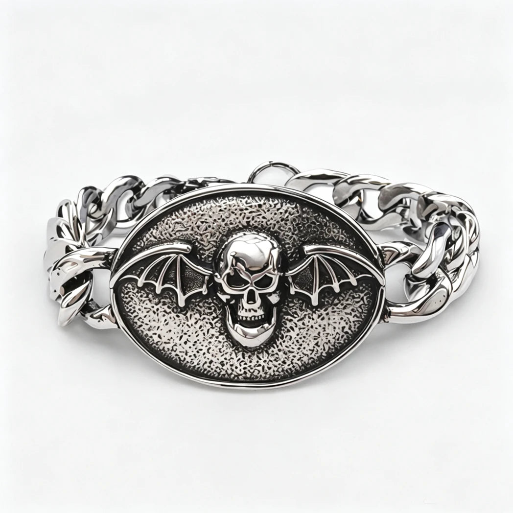 Vintage Men's Stainless Steel Bracelet Gothic Skull Celtic Knot Cross Cuban Chain Woven Braid Street Style Jewelry Gift