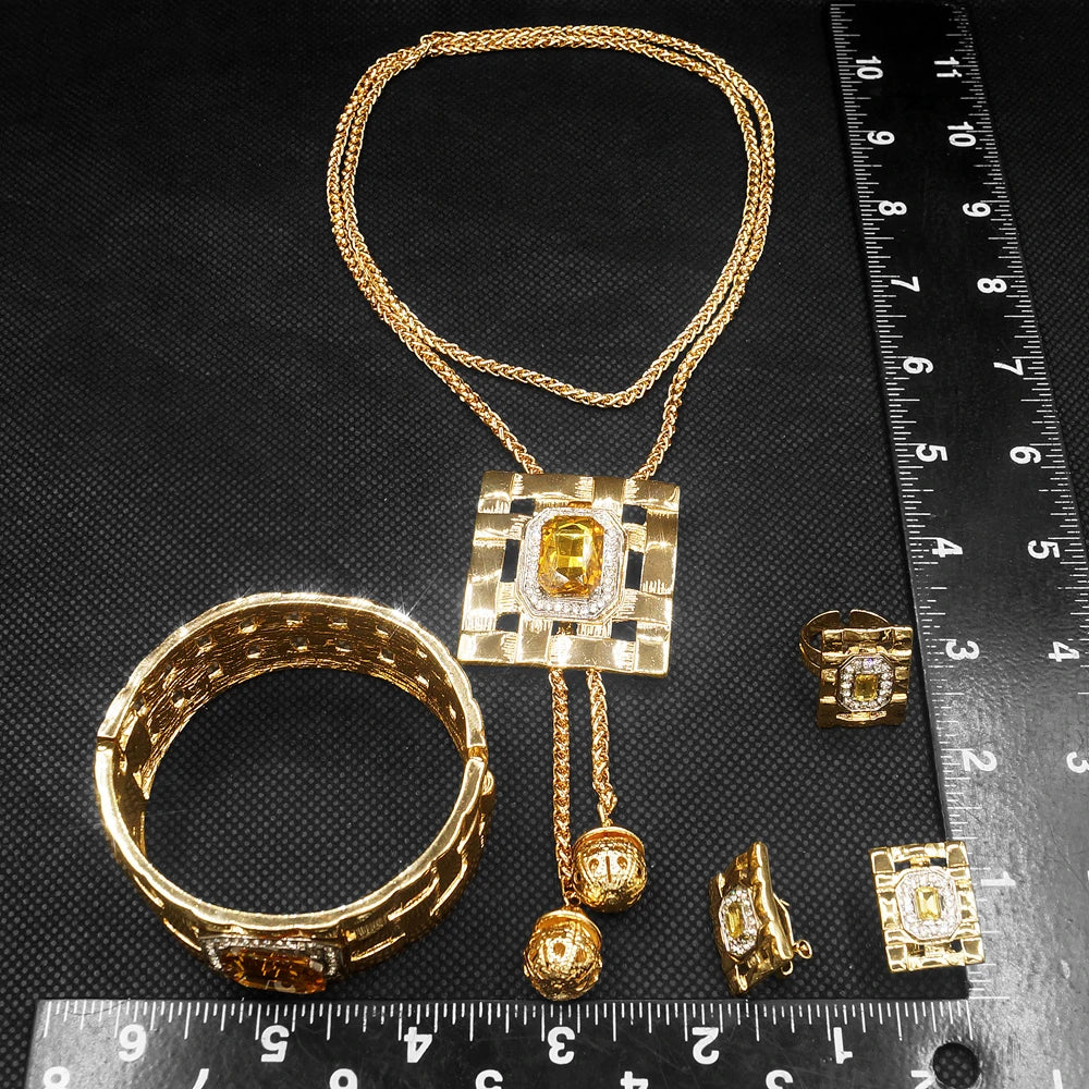 Zhuerrui Good Quality Women's Jewelry Set Luxury Italian Gold Jewelry Design Jewelry Sets Wedding Party Birthday Gifts HA0016