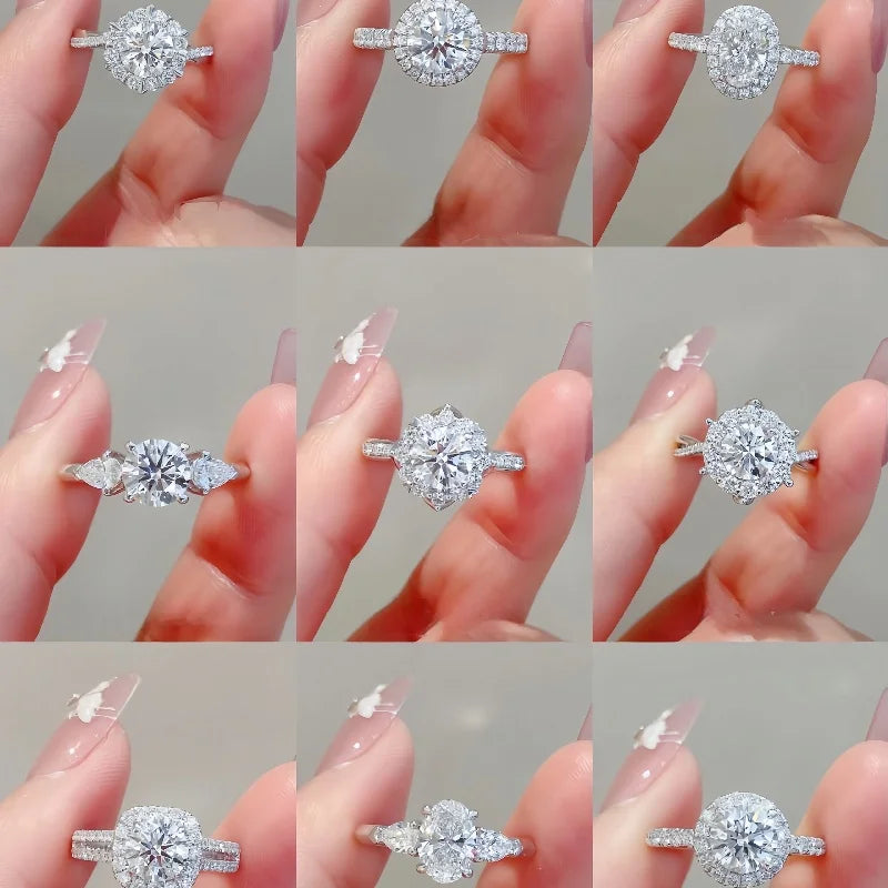 Simple Fashion Wholesale Price Sterling Silver Cute Moissanite Set Earring Ring Necklace 1ct 2ct Round Wedding Jewelry for Women